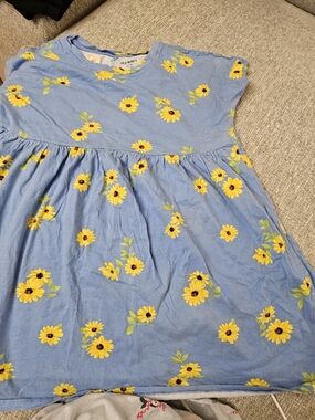 Old Navy Light Blue Dress with Yellow Sunflower Print